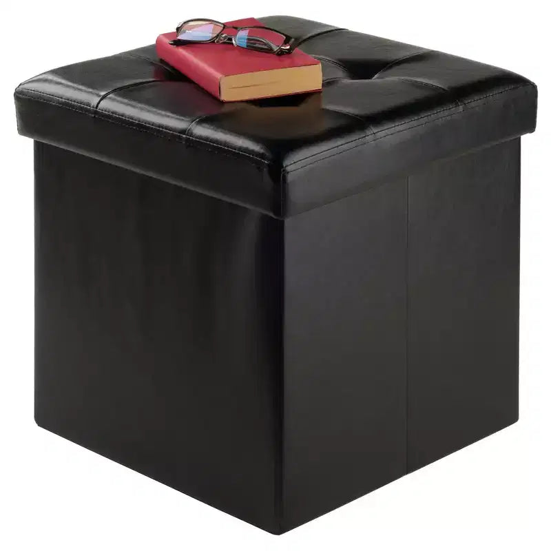Panca contenitore Ashford con pouf, in similpelle - Winsome