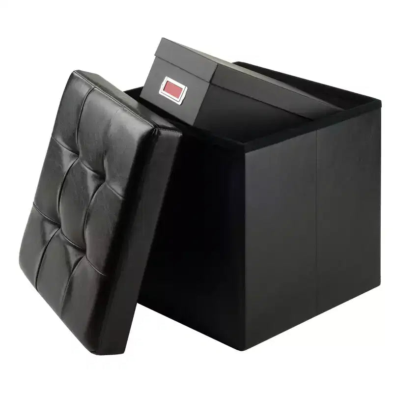 Panca contenitore Ashford con pouf, in similpelle - Winsome