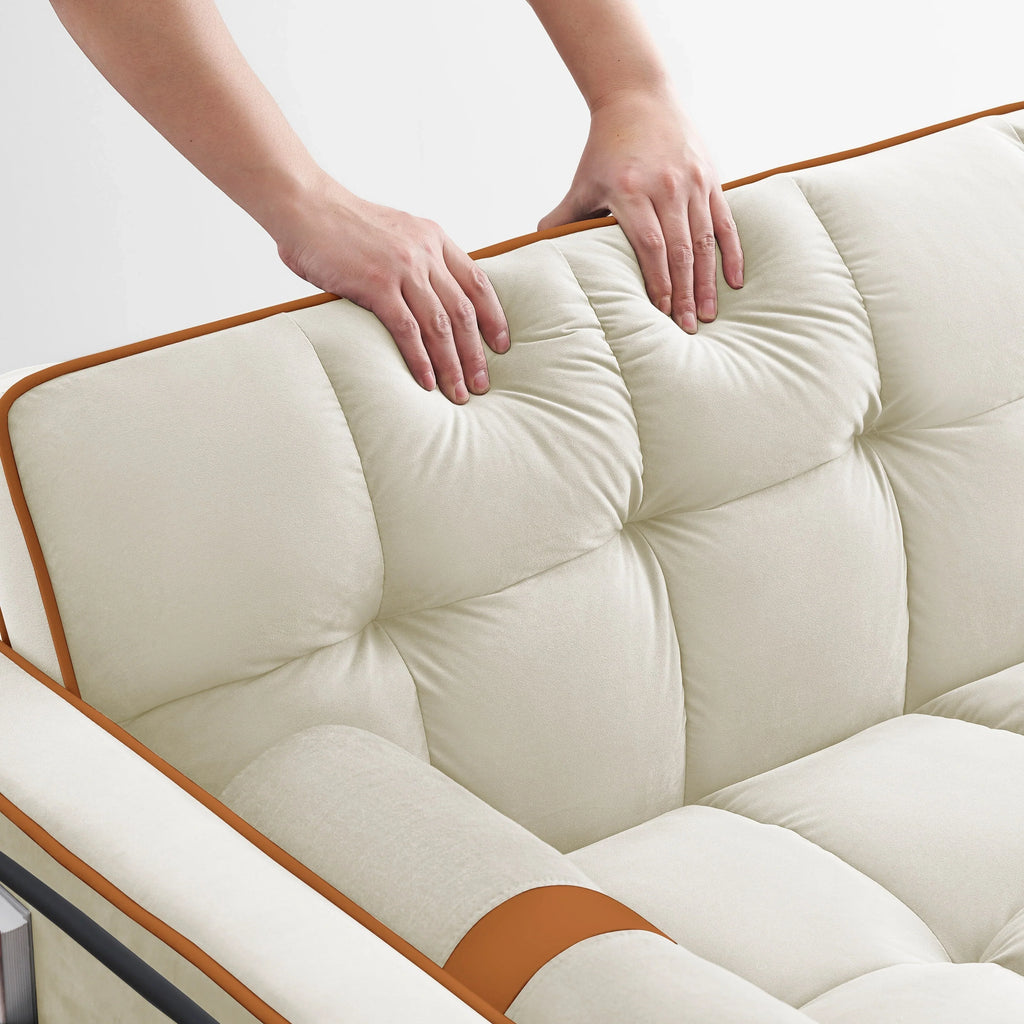 Divano letto trasformabile a 2 posti in velluto da 140 cm con letto estraibile, reclinabile, tasche laterali e supporto per telefono