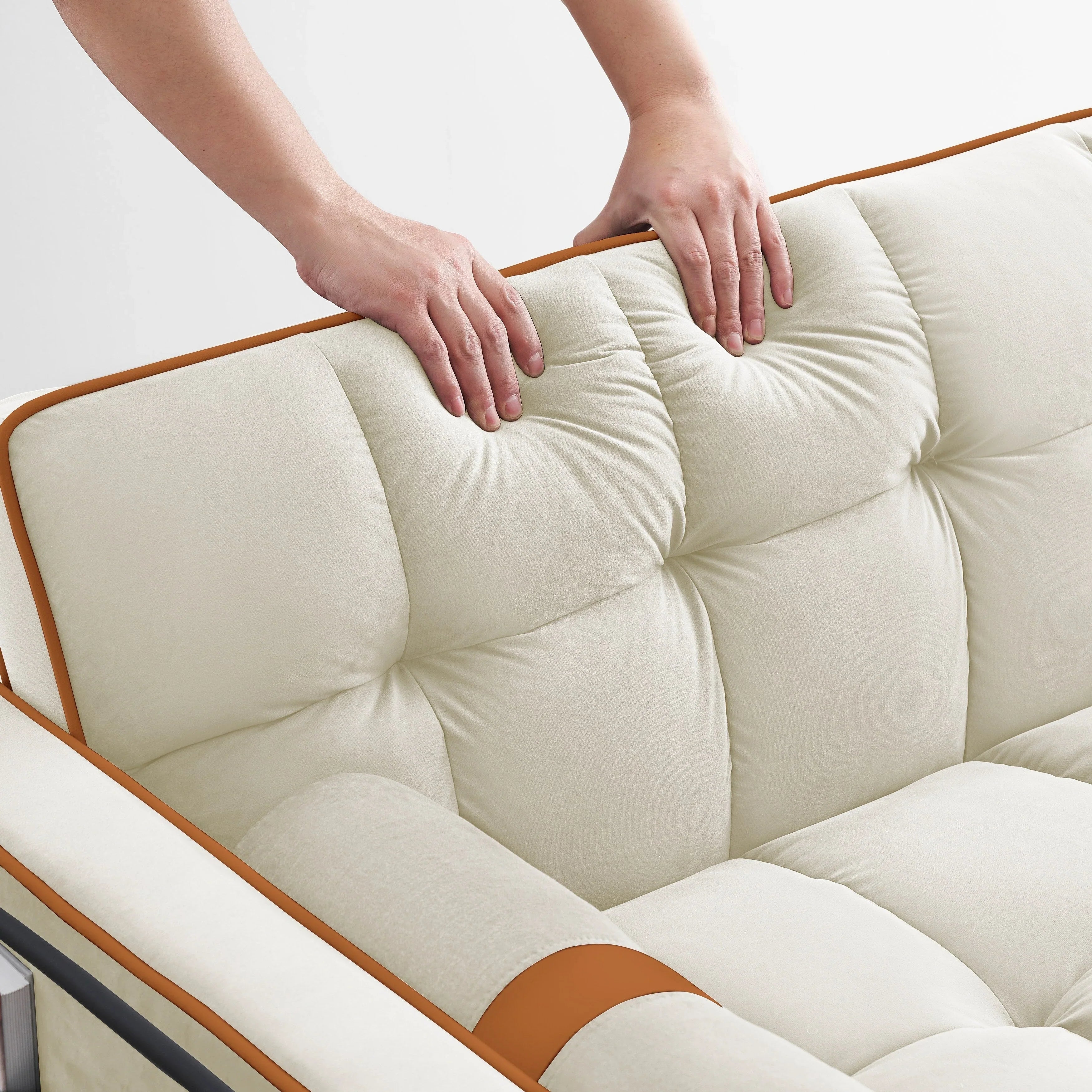 Divano letto trasformabile a 2 posti in velluto da 140 cm con letto estraibile, reclinabile, tasche laterali e supporto per telefono