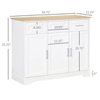 Credenza da Cucina Bianca con 3 Cassetti e Ripiano Regolabile