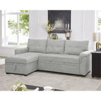 Divano componibile convertibile reversibile con letto estraibile, chaise longue con contenitore nascosto e gambe durevoli