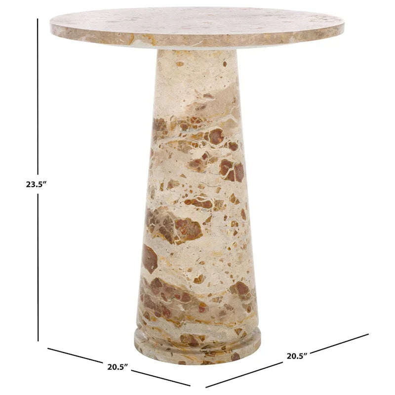 Tavolino d'appoggio rotondo alto in marmo Ghicu di SAFAVIEH Couture - 55,8 cm L x 53,3 cm P x 61 cm A - 53,3x53,3x61 cm