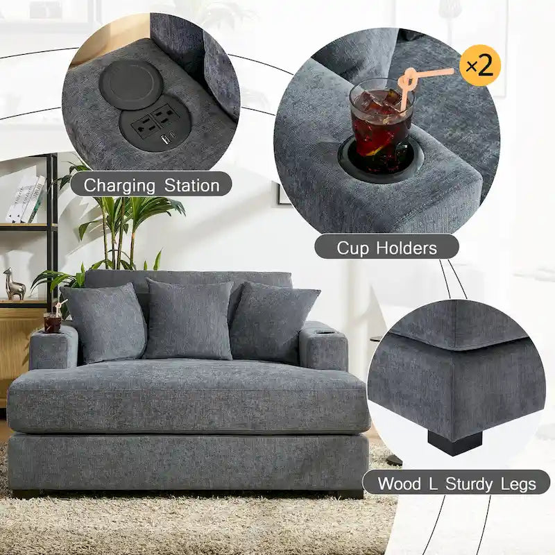 Chaise longue oversize a tre misure con cuscini