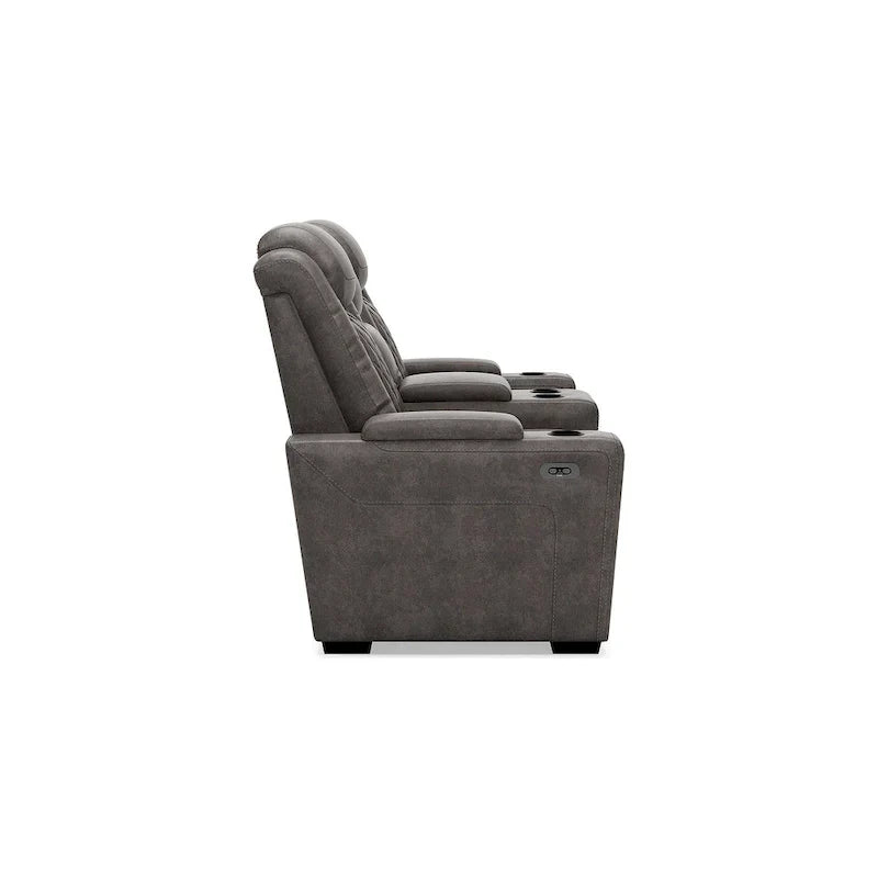 Divanetto reclinabile elettrico Signature Design by Ashley HyllMont grigio con consolle - 71.75 L x 39 P x 44 A