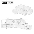Divano componibile con letto estraibile e pouf contenitore, divano letto convertibile per soggiorno