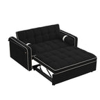 Divano letto trasformabile a 2 posti in velluto da 140 cm con letto estraibile, reclinabile, tasche laterali e supporto per telefono