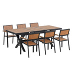Set da pranzo all'aperto di 7 pezzi con tavolo allungabile e 6 sedie con braccioli