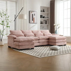 Divano componibile Cloud per soggiorno, divano a U moderno in ciniglia/bouclé, comodo divano letto modulare con doppia chaise longue