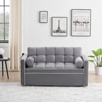 Divano letto trasformabile a 2 posti in velluto da 140 cm con letto estraibile, reclinabile, tasche laterali e supporto per telefono