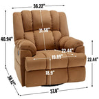 Lazy Boy Swivel Rocker Fabric Recliner Chair, Overstuffed Large Manual Recliner Glider with Pillow Top Arms and Cushion Back
