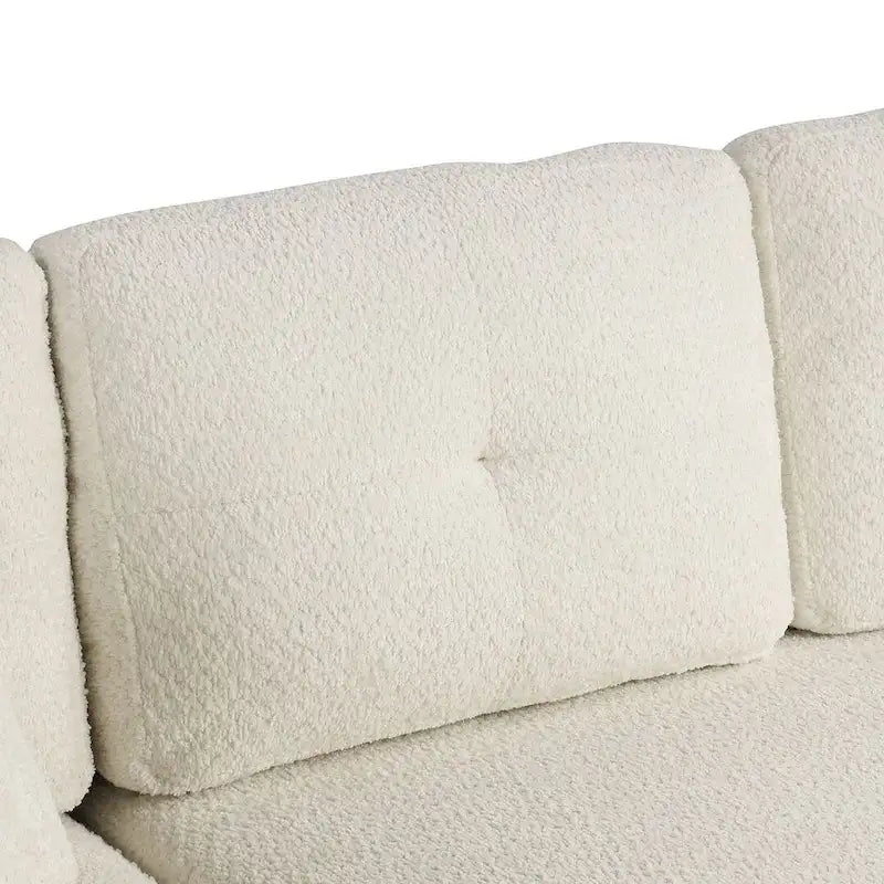 Divano componibile con letto estraibile e pouf contenitore, divano letto convertibile per soggiorno