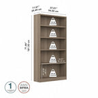 Libreria a 5 ripiani alta universale di Bush Furniture