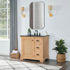 Hervas Bath Vanity with Natural Marble Top without Mirror