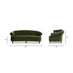 La Rosa 84 Mid-Century Modern Velvet Upholstered Chesterfield Tufted Sofa
