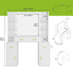 Toeletta con prese incorporate e specchio illuminato, 55,1A x 43,3L x 15,74P