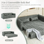 Divano letto moderno convertibile imbottito in velluto con braccioli arrotolati decorati con borchie in rame