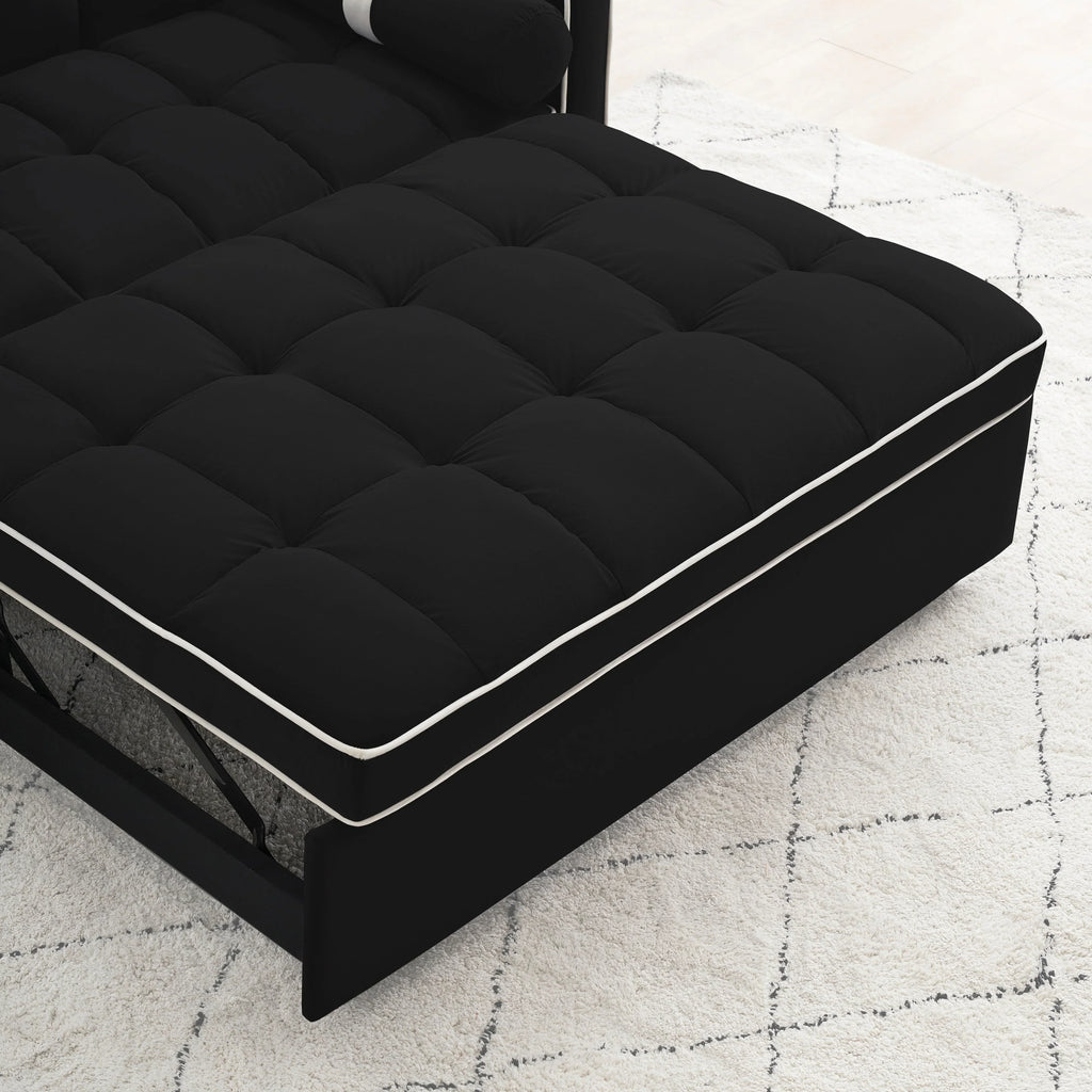 Divano letto trasformabile a 2 posti in velluto da 140 cm con letto estraibile, reclinabile, tasche laterali e supporto per telefono