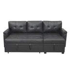 Divano componibile convertibile reversibile con letto estraibile, chaise longue con contenitore nascosto e gambe durevoli