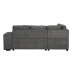 Divano componibile con letto estraibile e pouf contenitore, divano letto convertibile per soggiorno