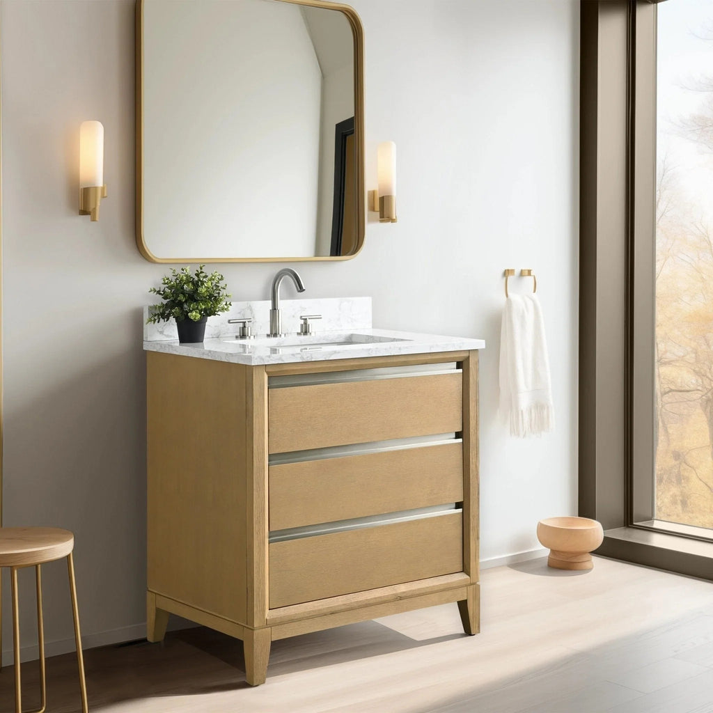 Mobile da Bagno Vanity Art con Lavabo in Ceramica e Top in Marmo Ricomposto