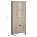 HOMCOM 72 Freestanding 4-Door Kitchen Pantry, Storage Cabinet Organizer with 4-Tiers, and Adjustable Shelves, White