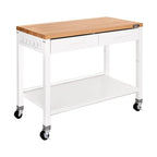 Tavolo da lavoro a isola con piano in legno massello, 48 W x 24 P x 36 H, bianco