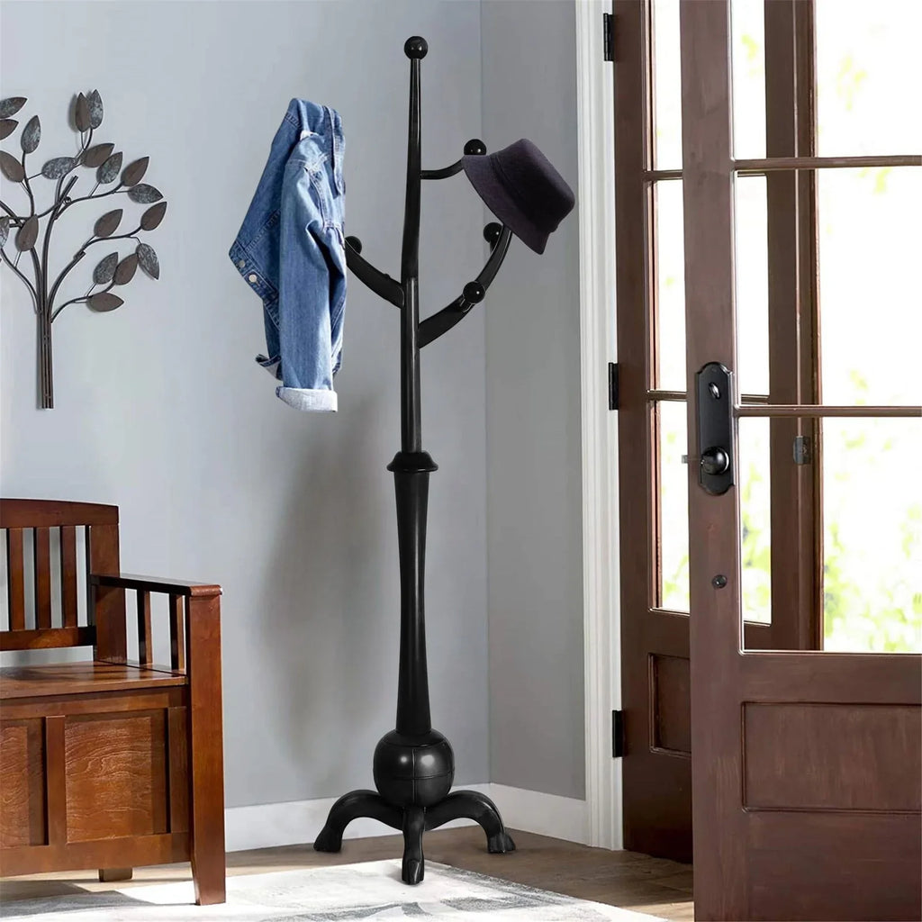 Appendiabiti da terra "ramo d'albero" in legno di gomma con 8 ganci - 24,5L x 70,87H