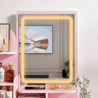 Tavolo da Trucco con Luci a LED, Specchio e Sgabello