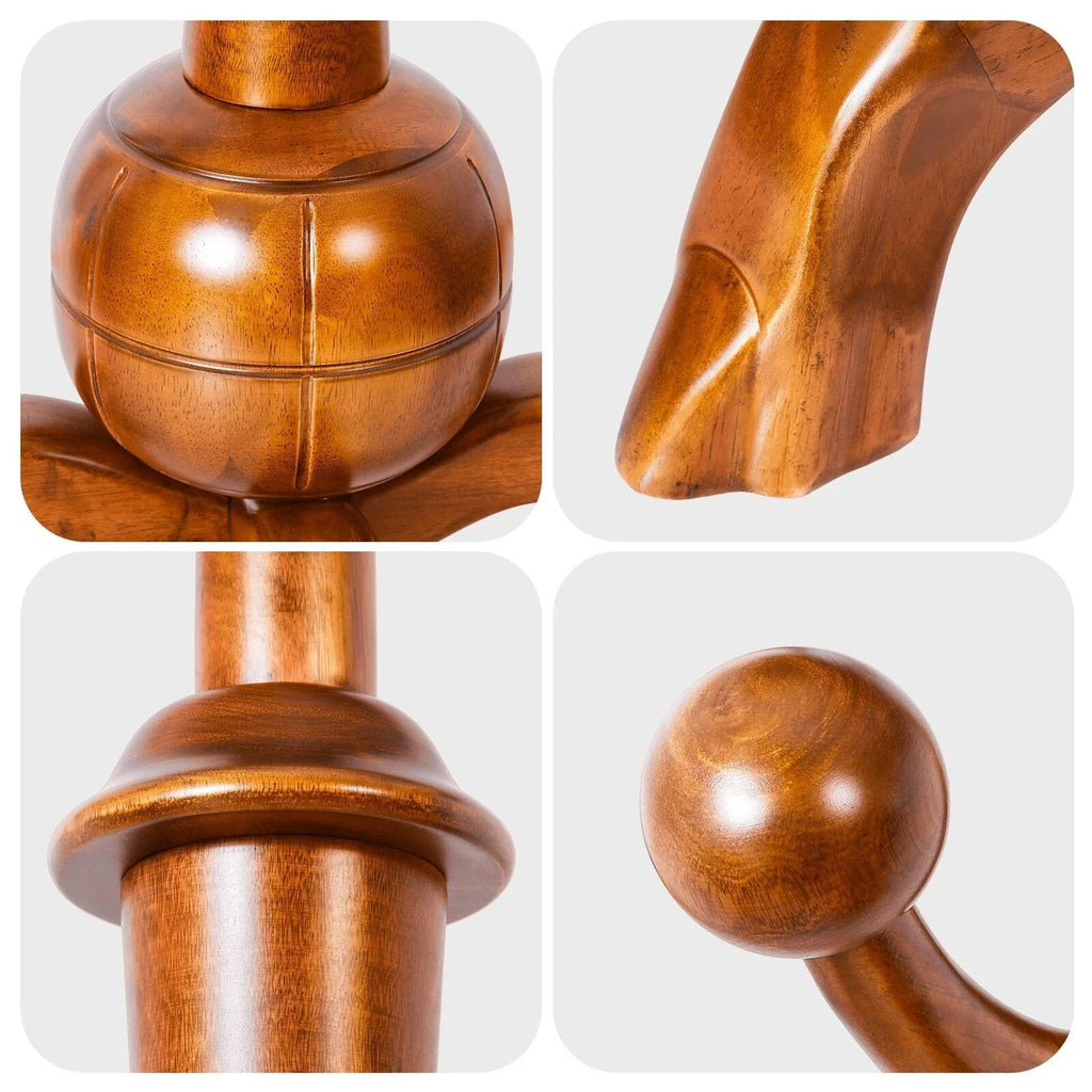 Appendiabiti da terra "ramo d'albero" in legno di gomma con 8 ganci - 24,5L x 70,87H