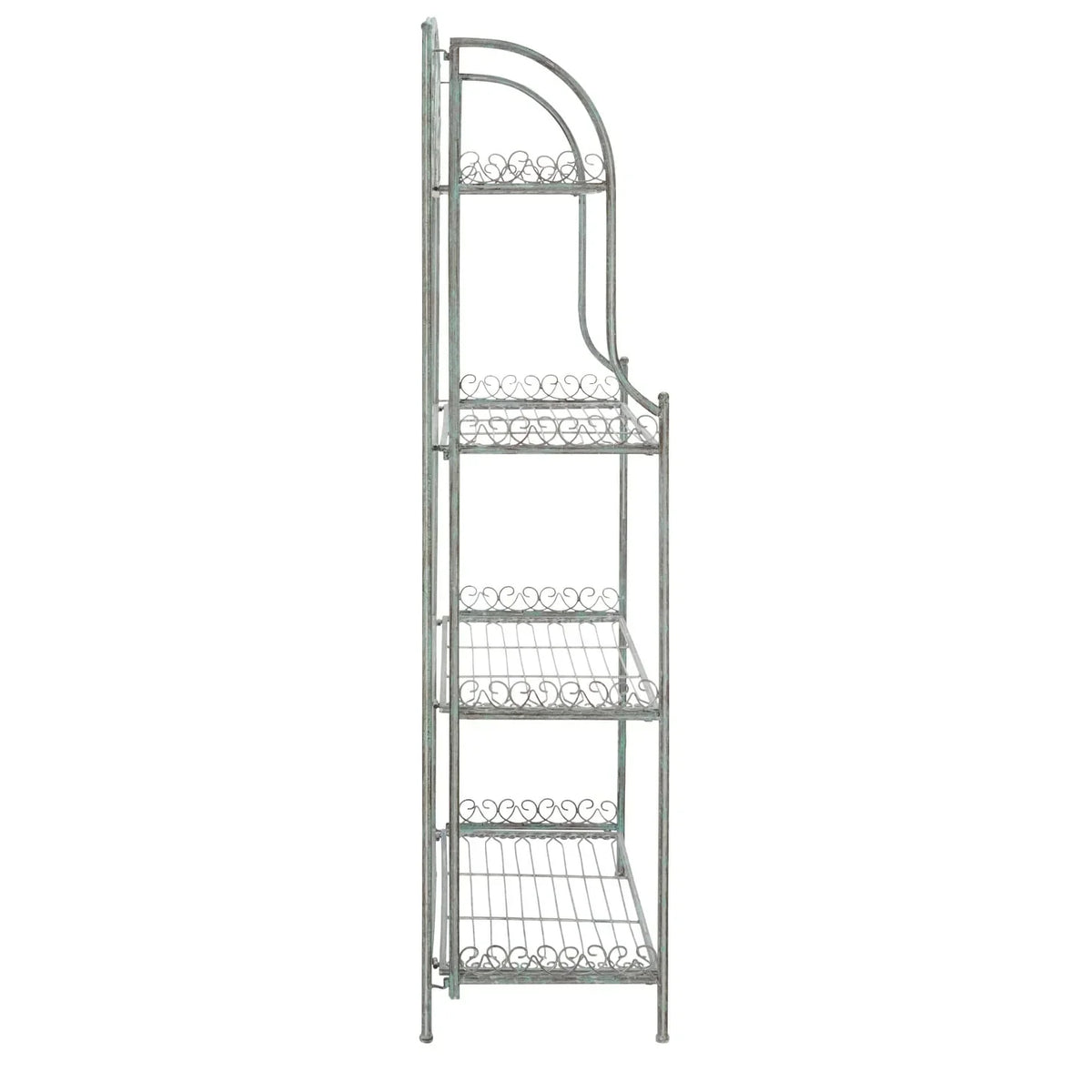SAFAVIEH Bryn Scaffale da panettiere da esterno a 4 ripiani in ferro battuto vittoriano - 25 pollici L x 15 pollici P x 63 pollici H - 25 L x 15 P x 63 H