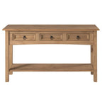 Tavolo Consolle Rustico in Pino Massiccio per Ingresso, Bianco Decapato / Marrone Antico / Grigio Decapato / Non Verniciato, 3 Cassetti