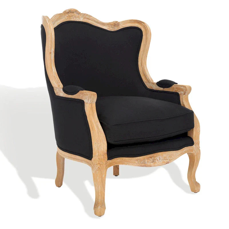 Kali Oak Natural Linen Wing Chair - 34Wx34Dx40H