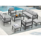 AECOJOY Set di mobili da giardino a 7 pezzi in alluminio Set da conversazione per esterni