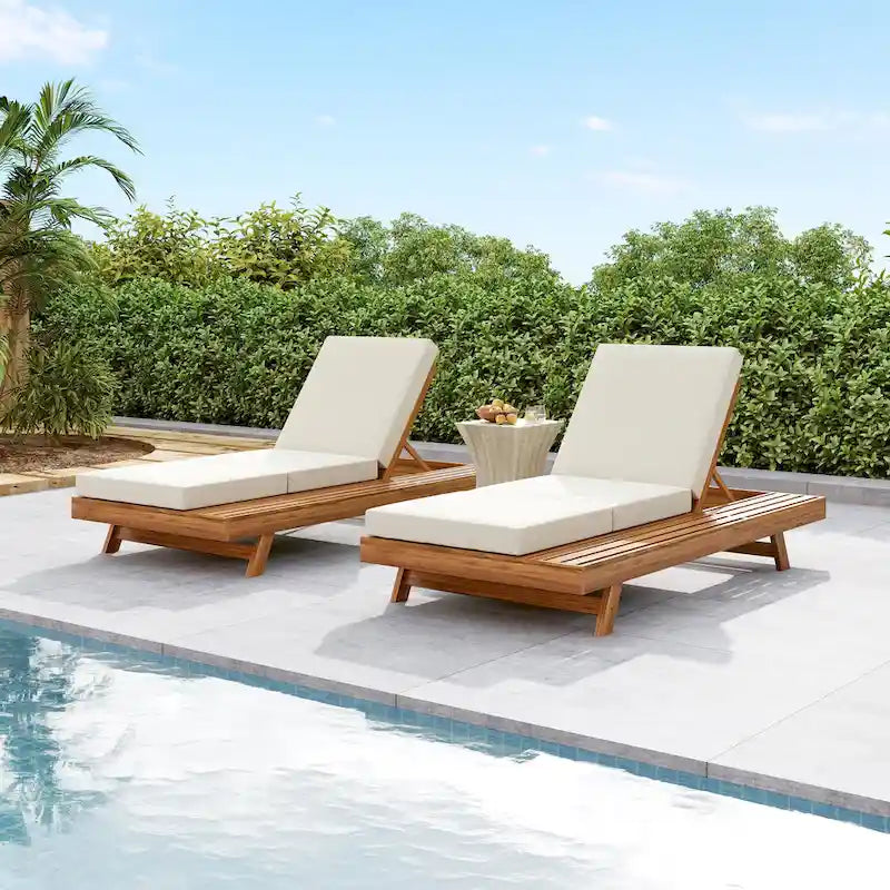 Christopher Knight Home - Set di 2 Chaise Lounge da Esterno in Acacia Michael