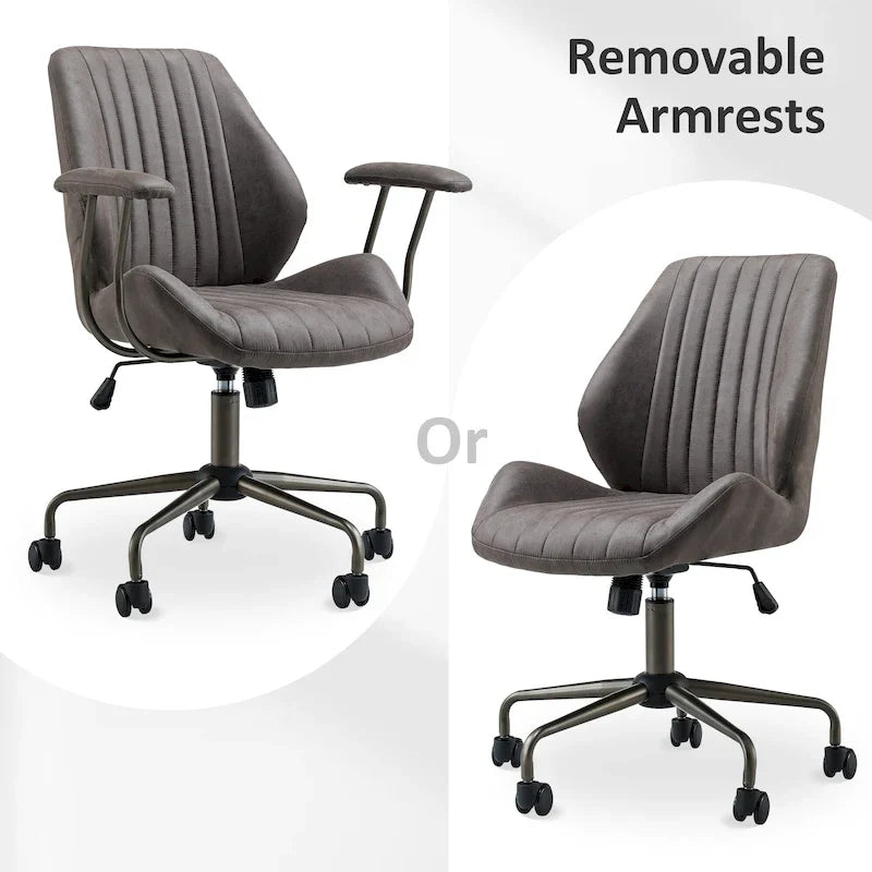 Sedia da ufficio ergonomica in tessuto scamosciato con supporto lombare
