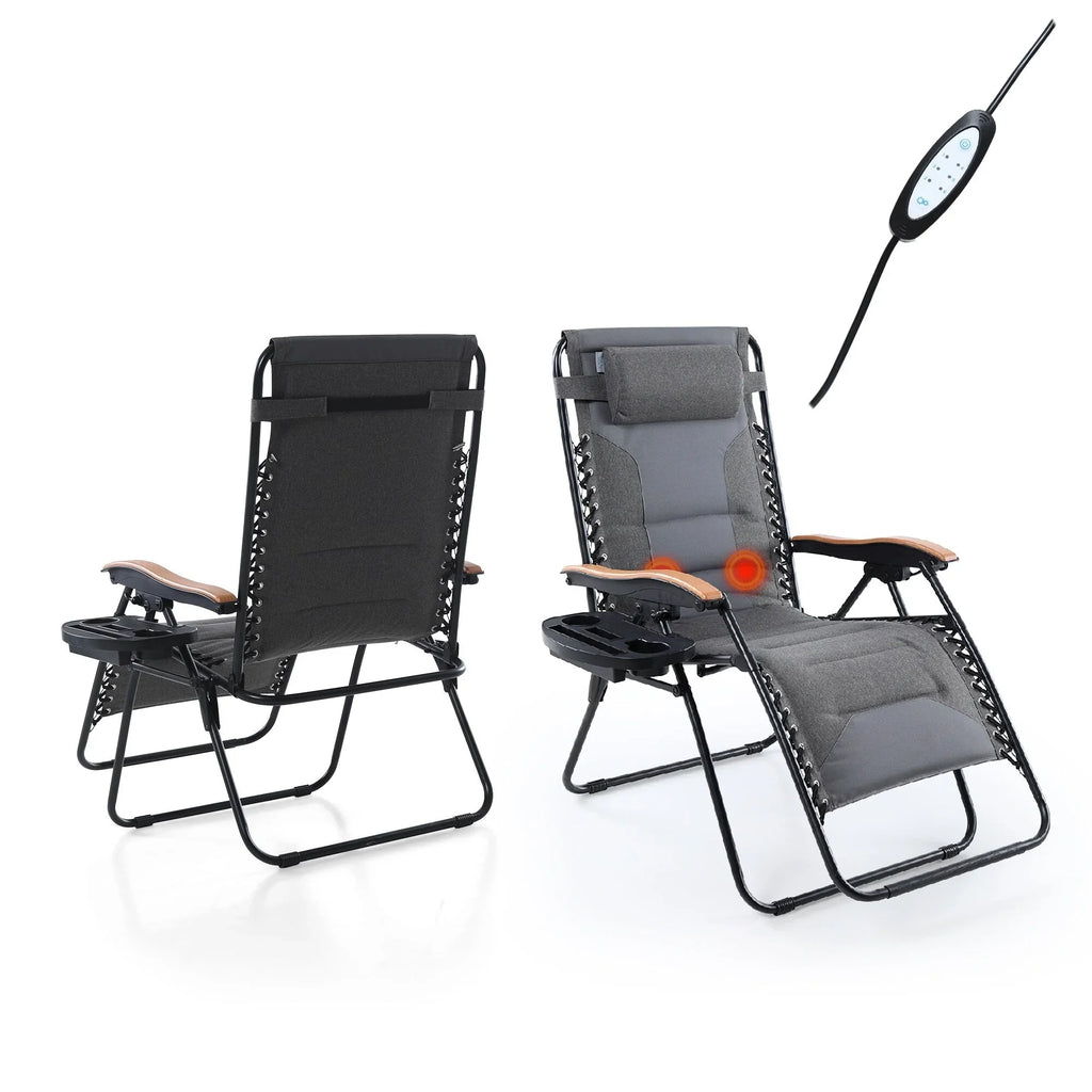 Sedia a sdraio oversize XL imbottita con gravità zero, bracciolo più largo, reclinabile regolabile con portabicchieri - N/D