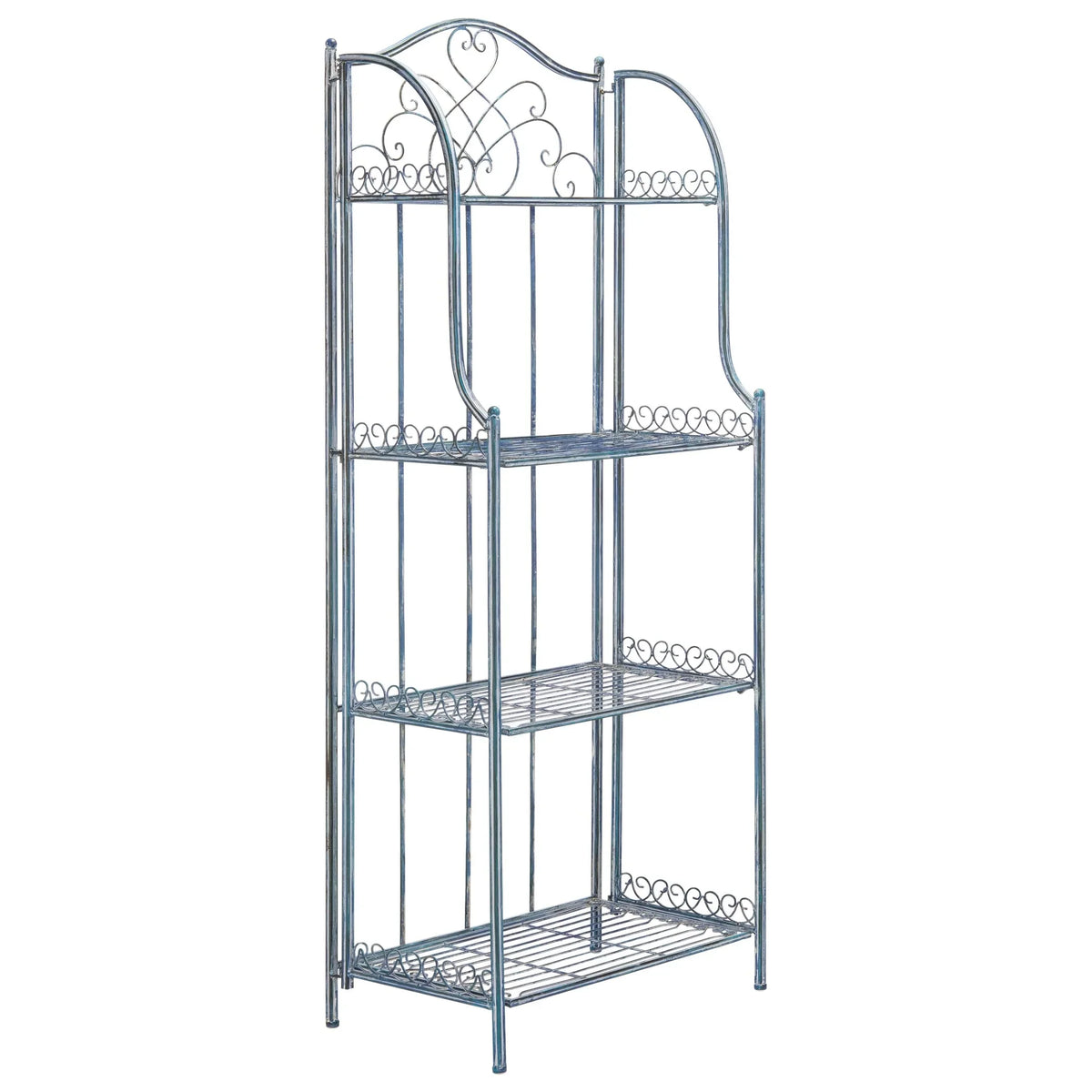 SAFAVIEH Bryn Scaffale da panettiere da esterno a 4 ripiani in ferro battuto vittoriano - 25 pollici L x 15 pollici P x 63 pollici H - 25 L x 15 P x 63 H