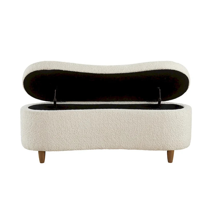 INK+IVY Bailey Taupe Boucle Flip Top Storage Bench