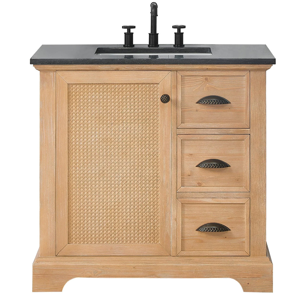 Hervas Bath Vanity with Natural Marble Top without Mirror