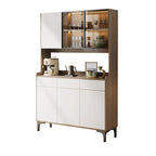 Large Wood Glass Doors Cabinet Sideboard with Hutch Top