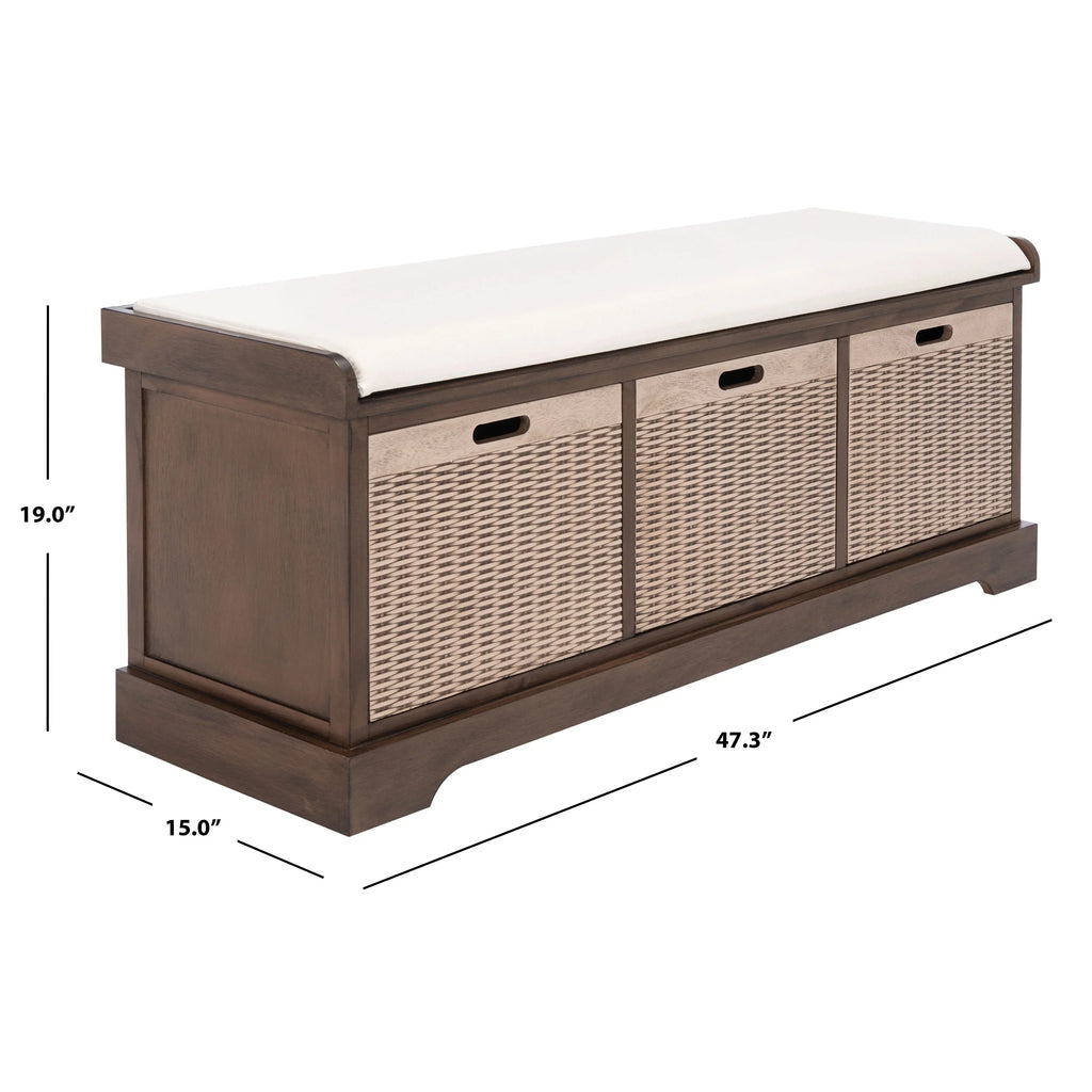 SAFAVIEH Fiorello Panca Contenitore a 3 Cassetti con Cuscino - 47,3 L x 15 P x 19 A - 47Lx15Px19A