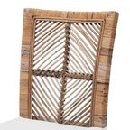 Laluna Modern Bohemian Rattan/ Mahogany Wood Dining Chair with Cushion
