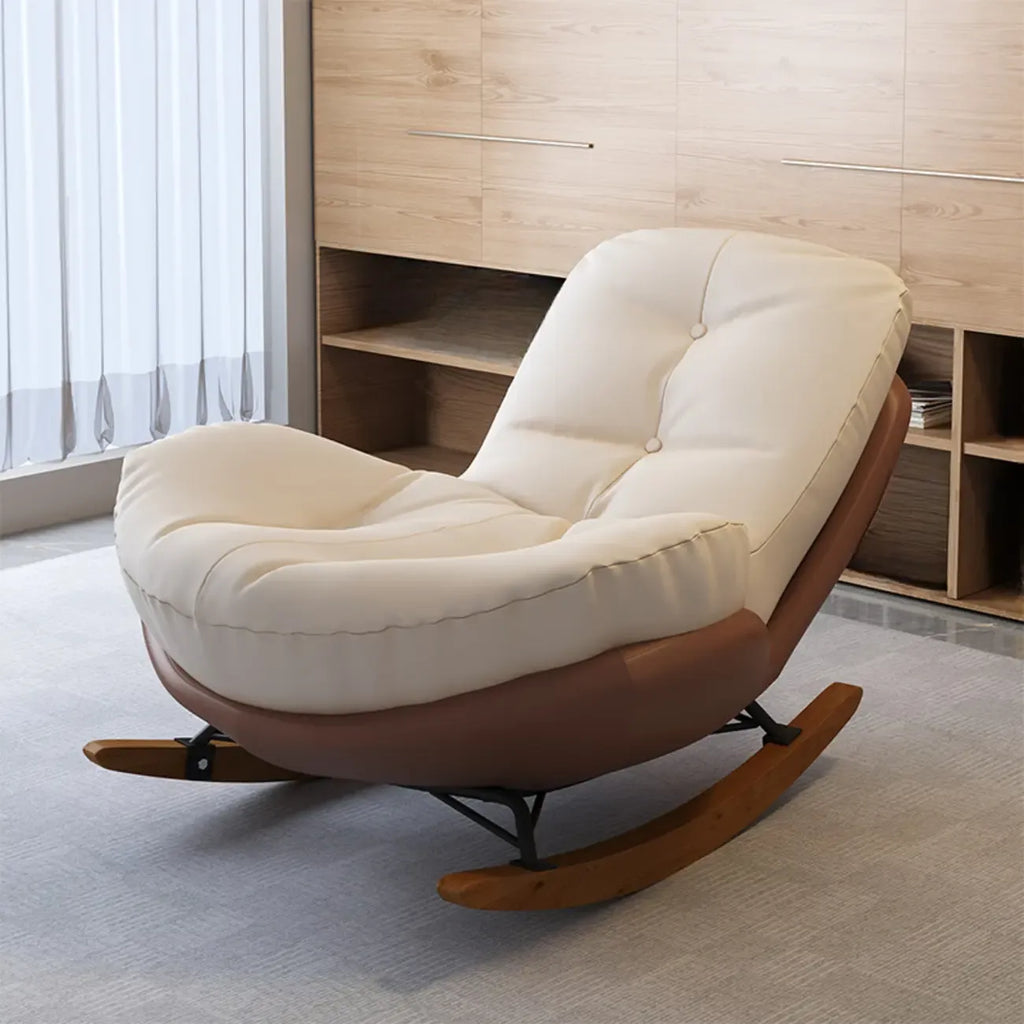 Sedia a dondolo scandinava imbottita con pouf opzionale