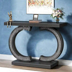 Console da Tavolo Argentata, Tavolino d'Ingresso con Specchio da 99 cm per Ingresso