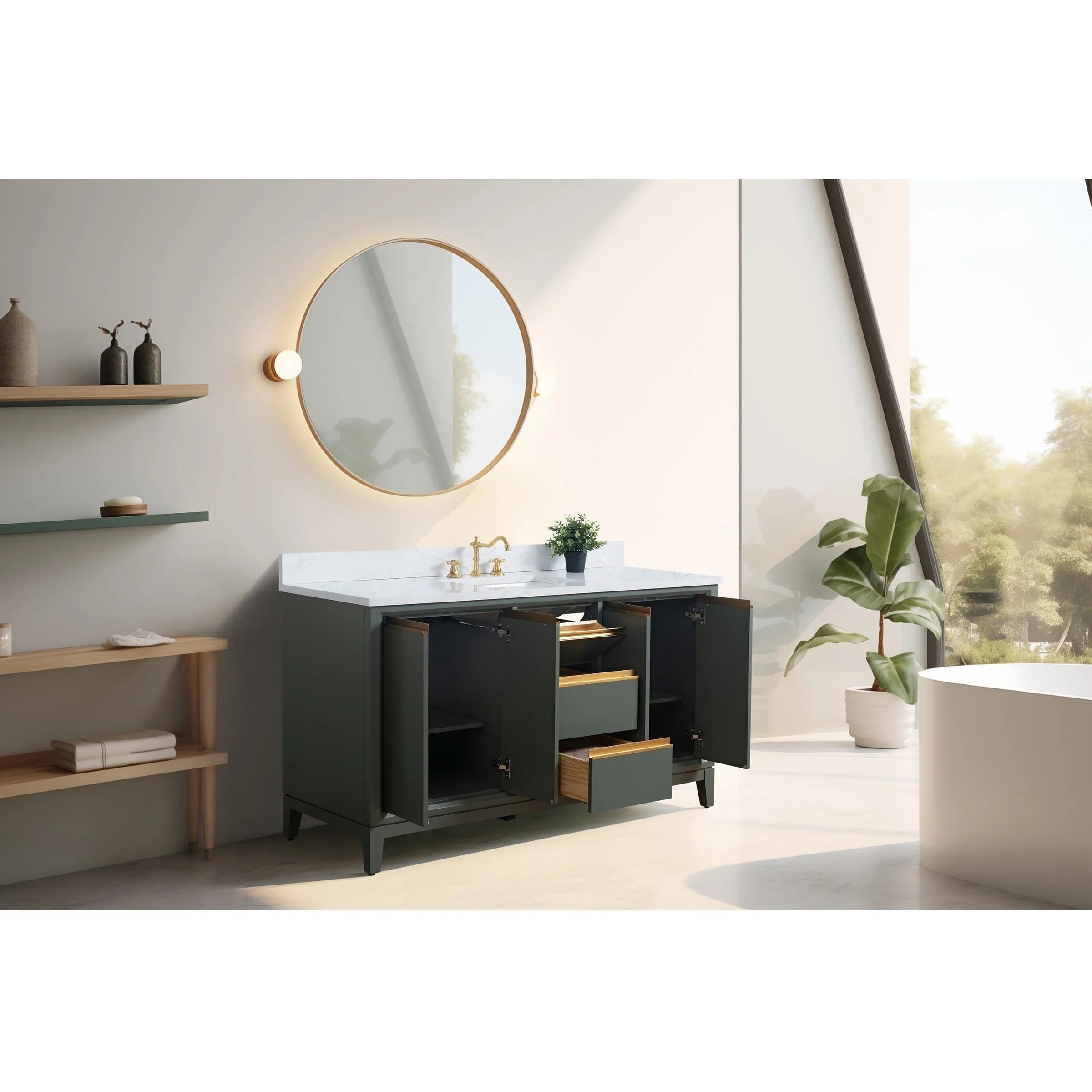 Mobile da Bagno Vanity Art con Lavabo in Ceramica e Top in Marmo Ricomposto