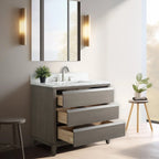 Mobile da Bagno Vanity Art con Lavabo in Ceramica e Top in Marmo Ricomposto