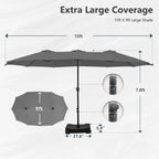 MAISON ARTS Ombrellone Doppio da 4,5 m, Extra Large, per Patio, con Base Inclusa