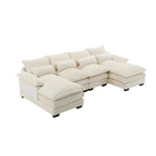 Divano componibile Cloud per soggiorno, divano a U moderno in ciniglia/bouclé, comodo divano letto modulare con doppia chaise longue