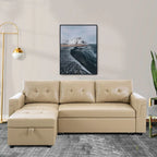 Divano componibile convertibile reversibile con letto estraibile, chaise longue con contenitore nascosto e gambe durevoli